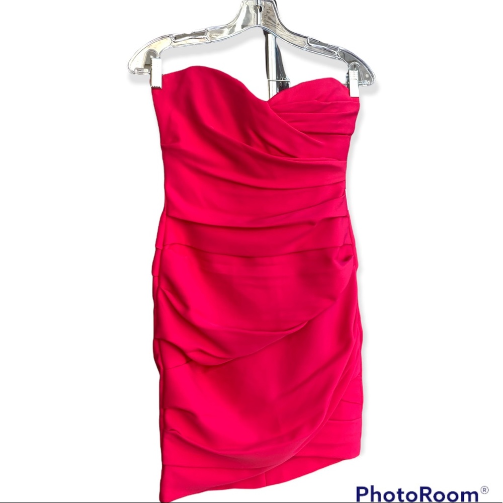 FUCHSIA BCBG X MAXAZRIA MINI STRAPLESS DRESS